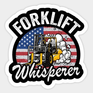 Forklift Whisperer American Flag Retro Forklift Driver Sticker